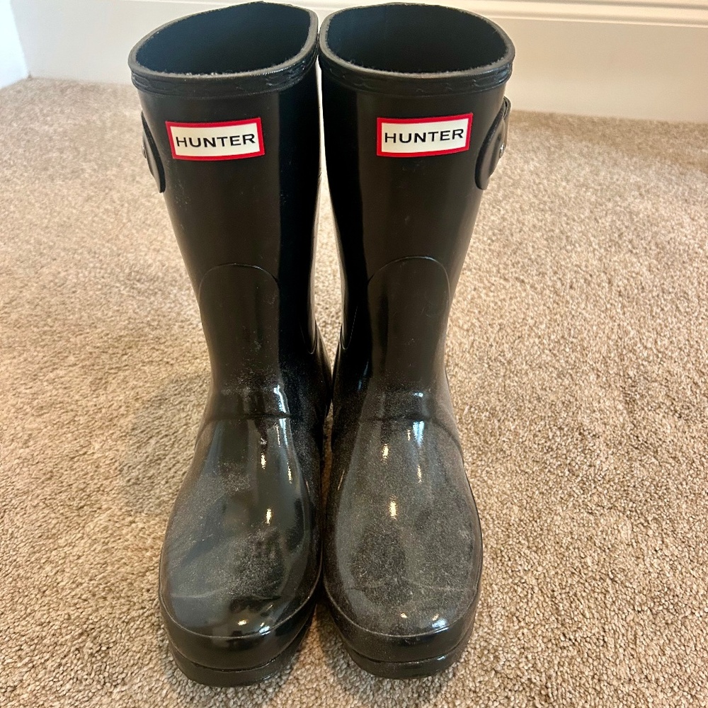 Hunter black rain boots